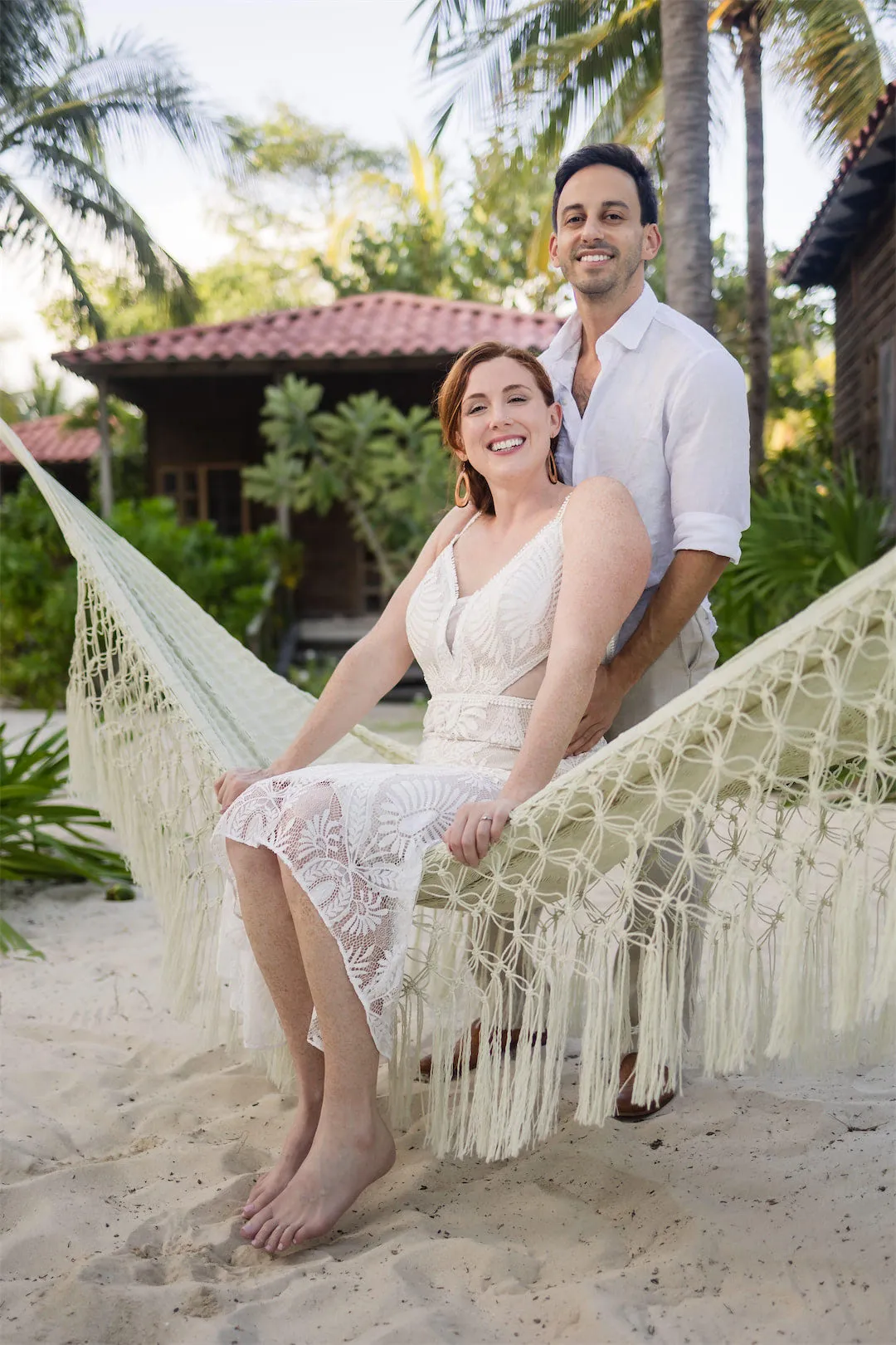 Couple during a honeymoon photo session at a Cozumel resort