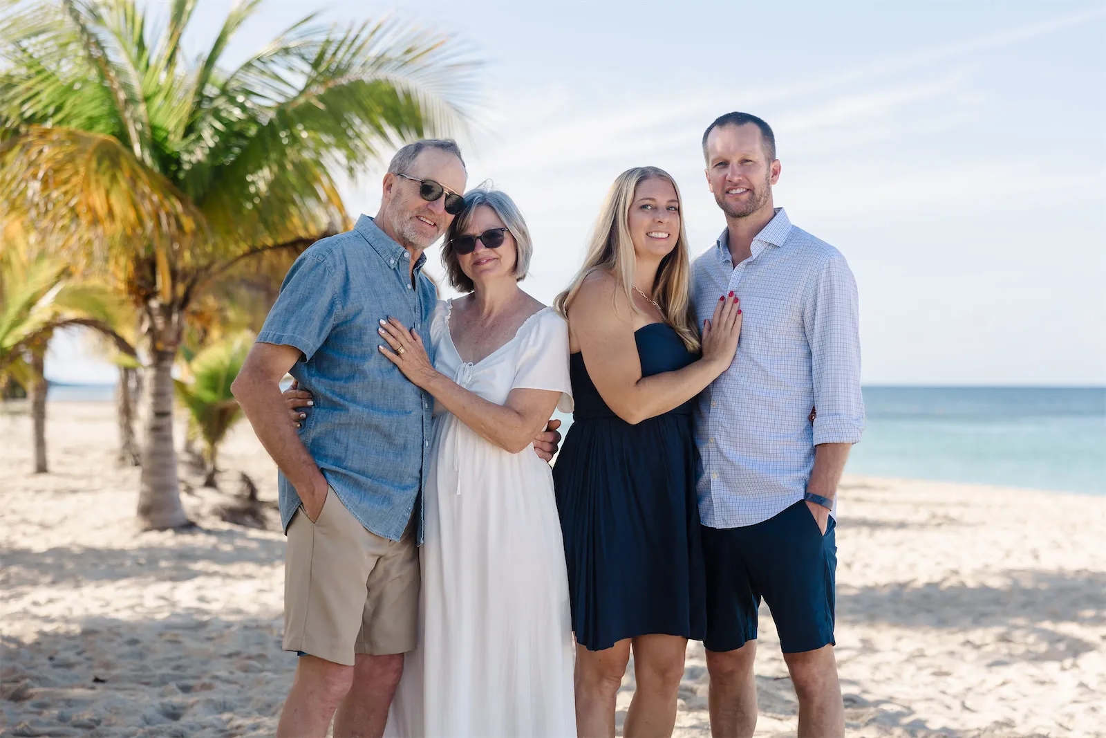 Multigenerational family portrait on a Cozumel beach